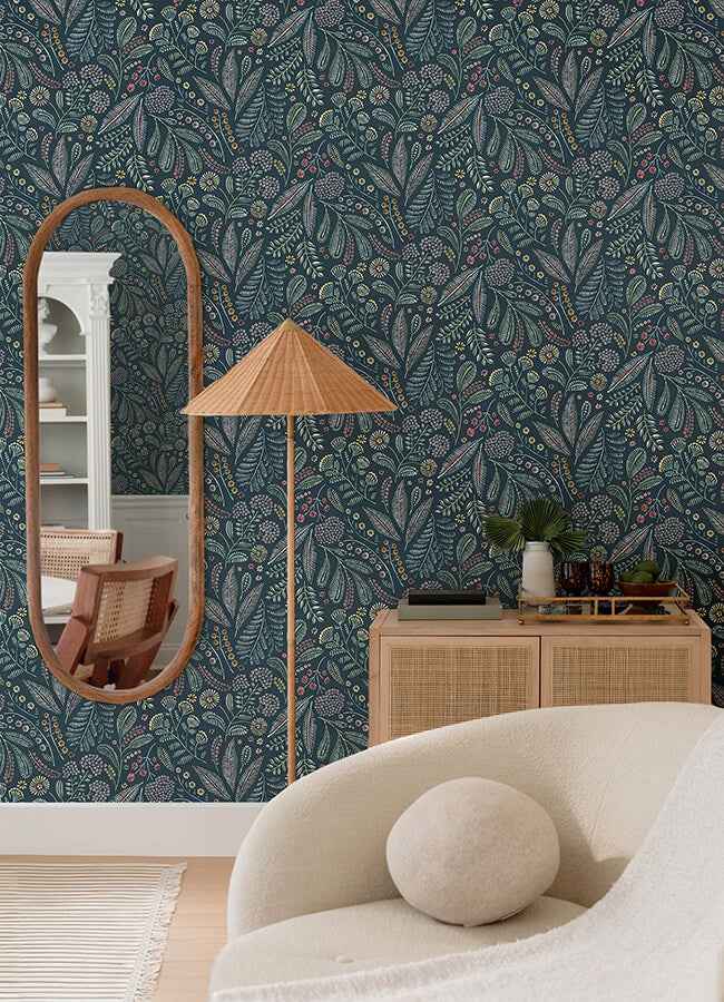 Briar Teal Floral Wallpaper - York Wallcoverings - 4135-27295 - York Wallcoverings Wallpaper