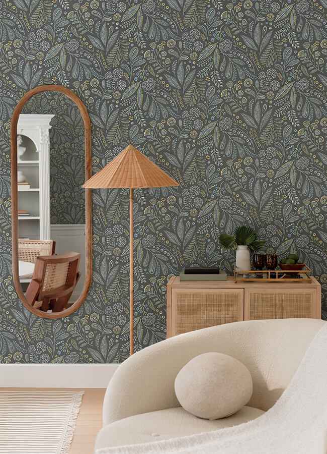Briar Grey Floral Wallpaper - York Wallcoverings - 4135-27297 - York Wallcoverings Wallpaper