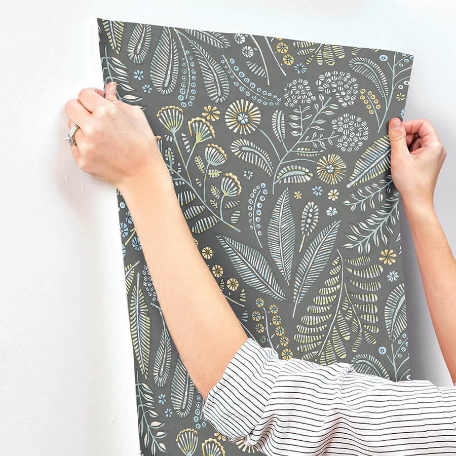 Briar Grey Floral Wallpaper - York Wallcoverings - 4135-27297 - York Wallcoverings Wallpaper