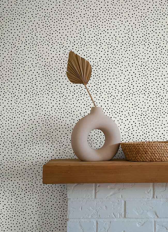 Cassie Black Petite Polka Wallpaper - York Wallcoverings - 4135-27302 - York Wallcoverings Wallpaper