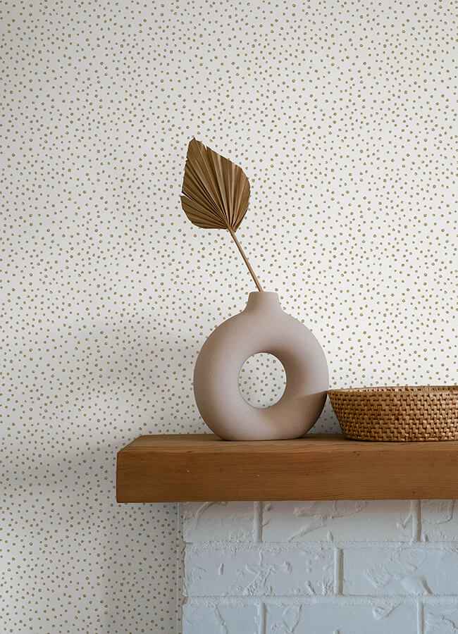 Cassie White Petite Polka Wallpaper - York Wallcoverings - 4135-27303 - York Wallcoverings Wallpaper