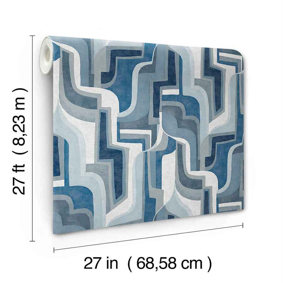 Tulum Blue Surreal Shapes Wallpaper - York Wallcoverings - 4135-72700 - York Wallcoverings Wallpaper