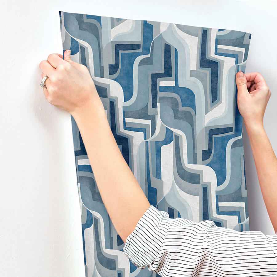 Tulum Blue Surreal Shapes Wallpaper - York Wallcoverings - 4135-72700 - York Wallcoverings Wallpaper