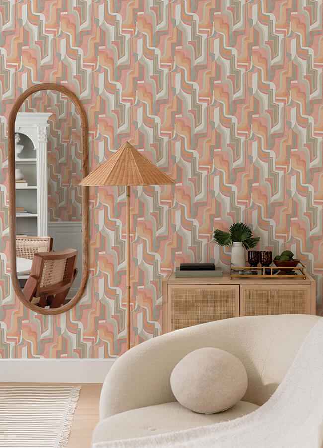 Tulum Coral Surreal Shapes Wallpaper - York Wallcoverings - 4135-72701 - York Wallcoverings Wallpaper