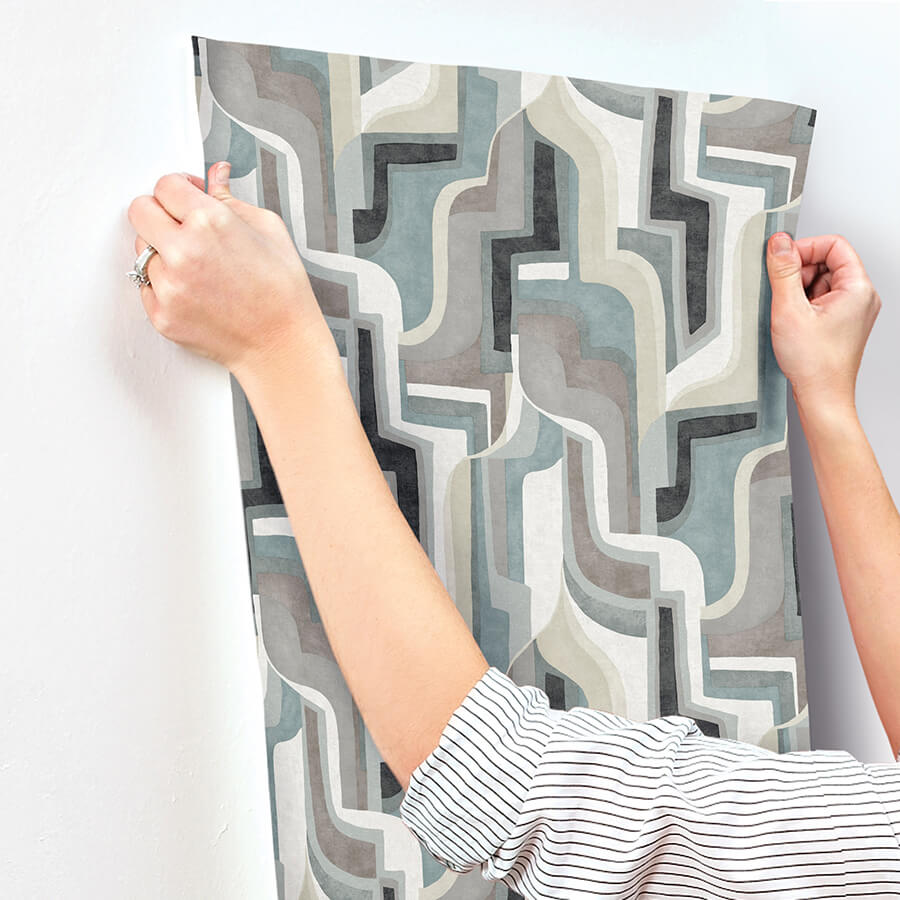 Tulum Denim Surreal Shapes Wallpaper - York Wallcoverings - 4135-72702 - York Wallcoverings Wallpaper