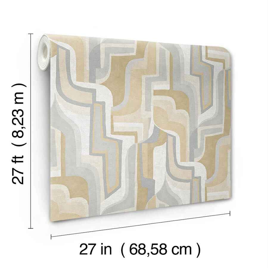 Tulum Khaki Surreal Shapes Wallpaper - York Wallcoverings - 4135-72703 - York Wallcoverings Wallpaper