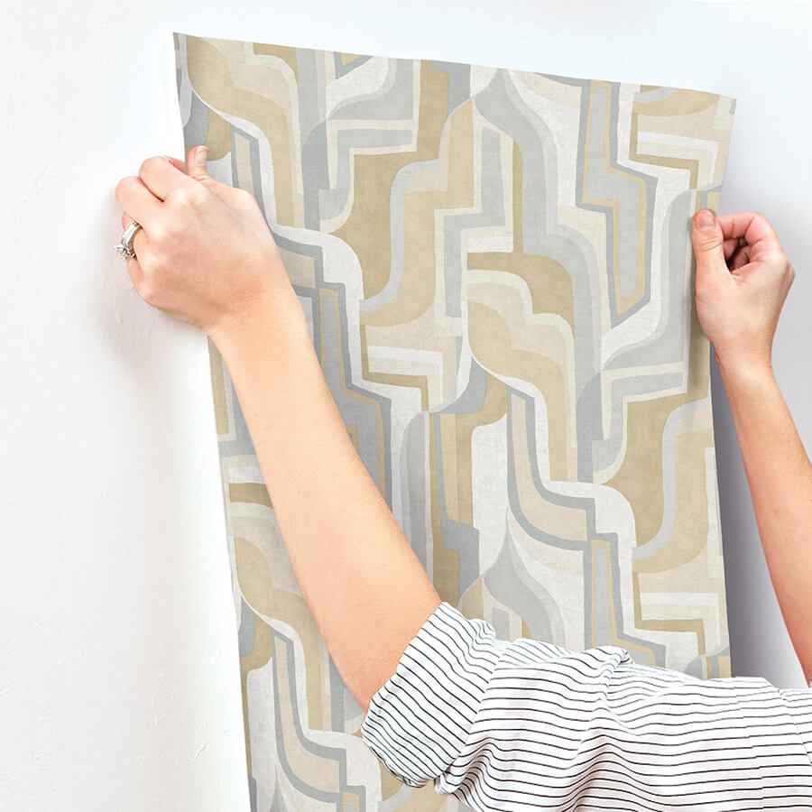 Tulum Khaki Surreal Shapes Wallpaper - York Wallcoverings - 4135-72703 - York Wallcoverings Wallpaper