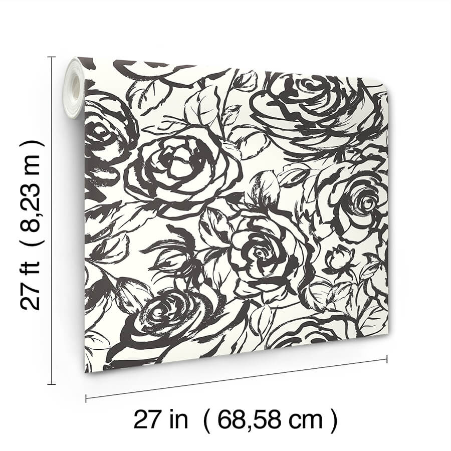 Nelda Black Rose Wallpaper - York Wallcoverings - 4135-72707 - York Wallcoverings Wallpaper