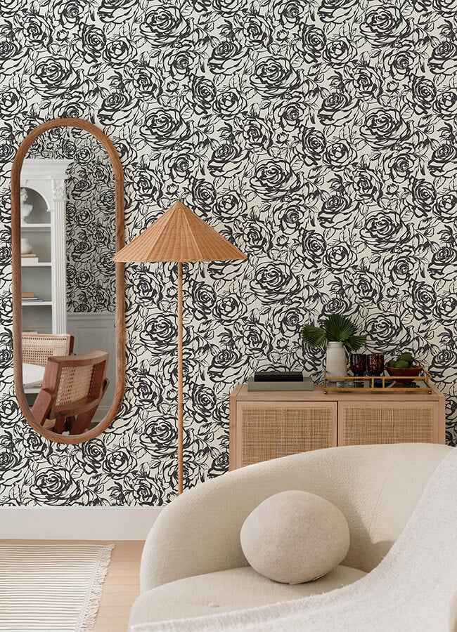Nelda Black Rose Wallpaper - York Wallcoverings - 4135-72707 - York Wallcoverings Wallpaper