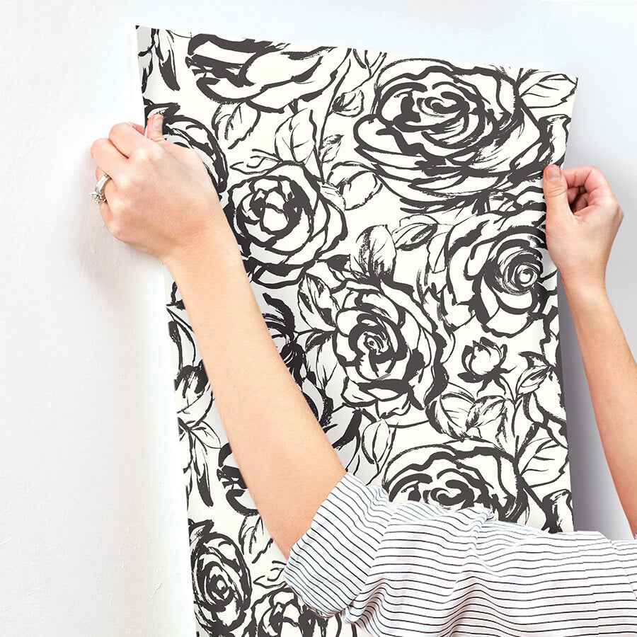 Nelda Black Rose Wallpaper - York Wallcoverings - 4135-72707 - York Wallcoverings Wallpaper