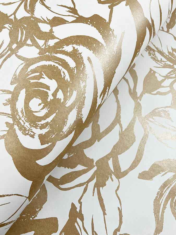 Nelda Gold Rose Wallpaper - York Wallcoverings - 4135-72708 - York Wallcoverings Wallpaper
