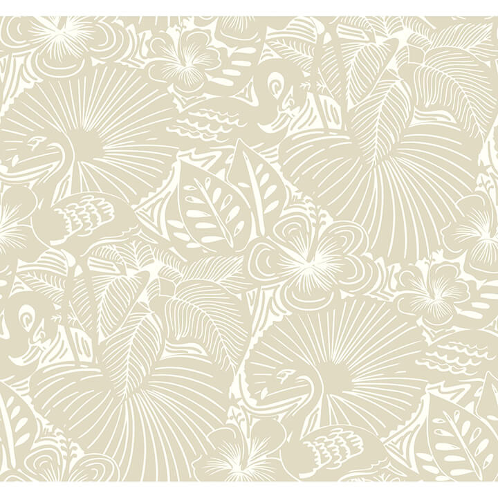 idalia-beige-floral-flamingo-wallpaper-york-wallcoverings-4135-72713 - York Wallcoverings Wallpaper