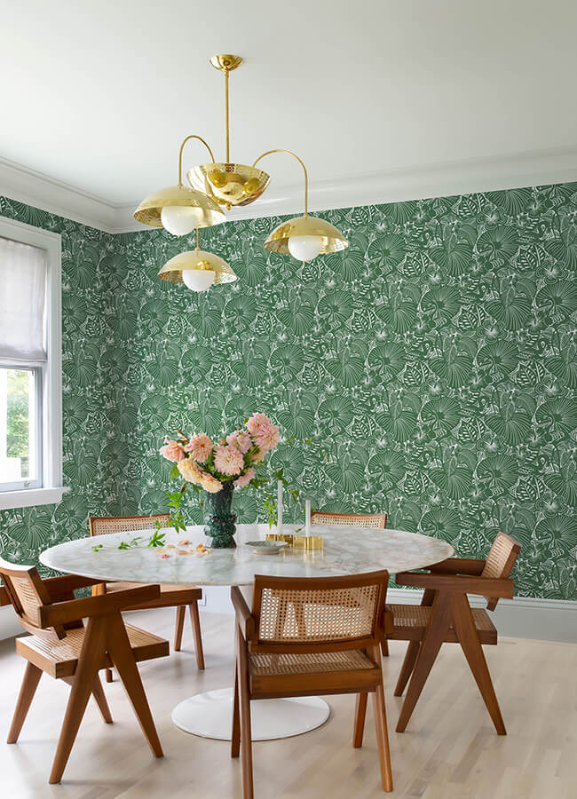 idalia-green-floral-flamingo-wallpaper-york-wallcoverings-4135-72714 - York Wallcoverings Wallpaper
