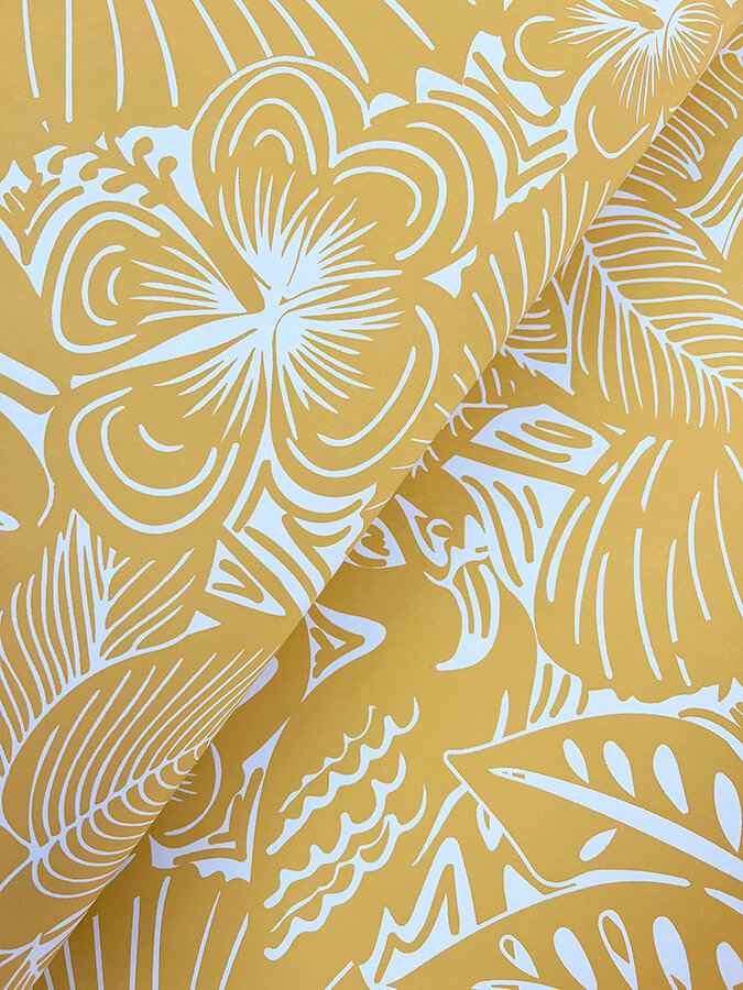 Idalia Yellow Floral Flamingo Wallpaper - York Wallcoverings - 4135-72715 - York Wallcoverings Wallpaper