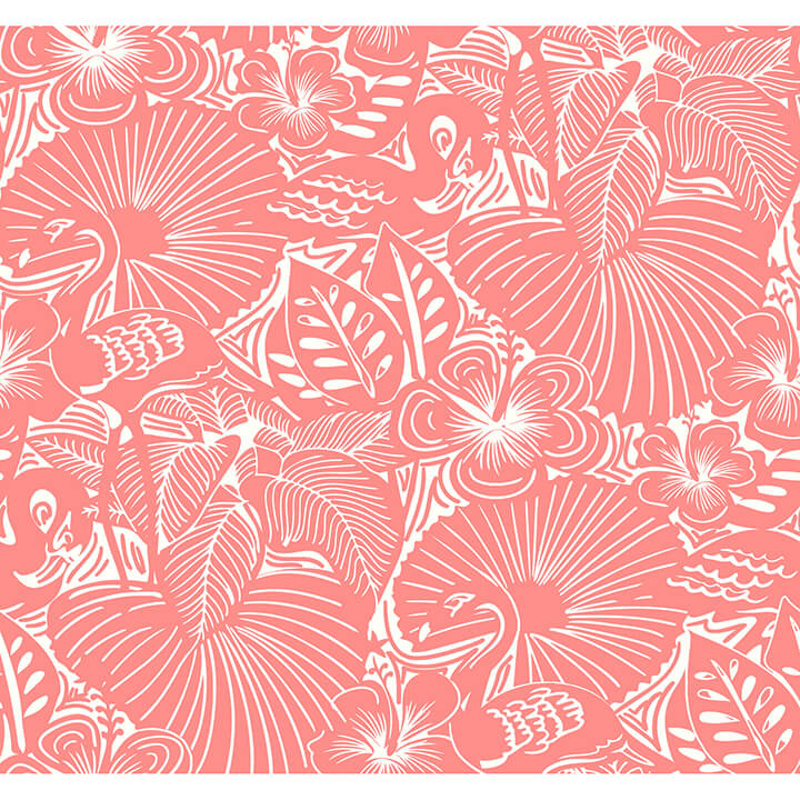 idalia-coral-floral-flamingo-wallpaper-york-wallcoverings-4135-72717 - York Wallcoverings Wallpaper