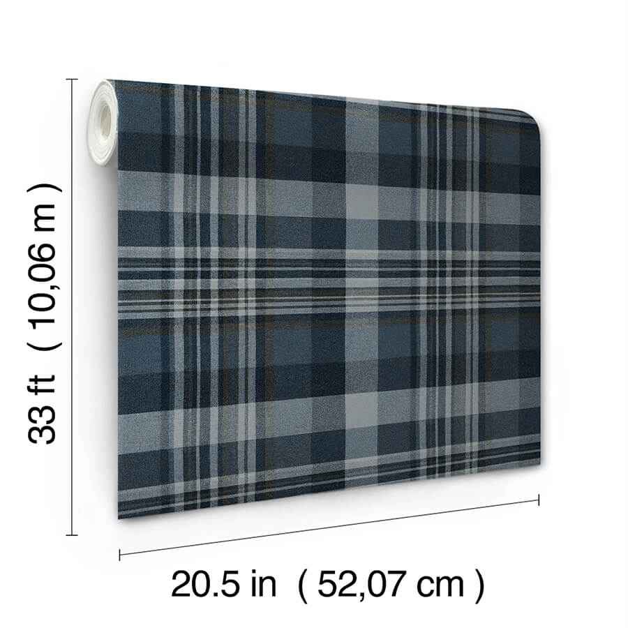 Dutton Plaid Indigo Wallpaper - York Wallcoverings - 4142-72635 - York Wallcoverings Wallpaper