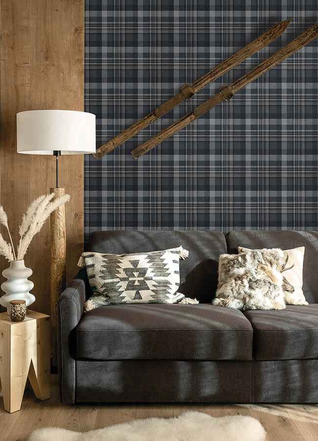 Dutton Plaid Indigo Wallpaper - York Wallcoverings - 4142-72635 - York Wallcoverings Wallpaper
