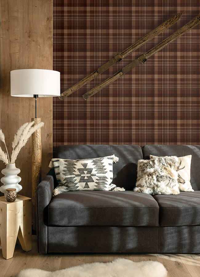 Dutton Plaid Rust Wallpaper - York Wallcoverings - 4142-72636 - York Wallcoverings Wallpaper