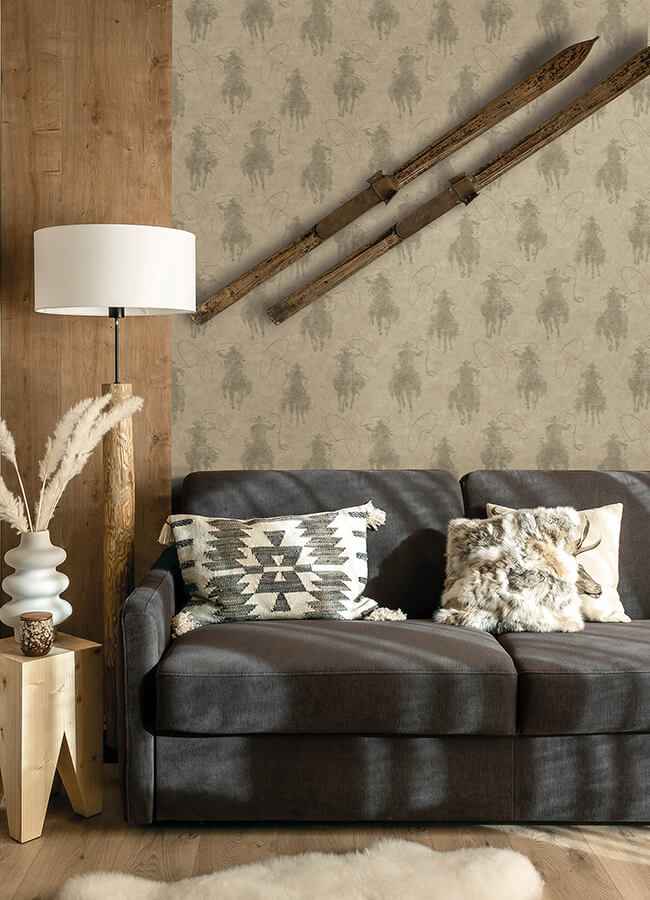 Stockman Silhouette Khaki Wallpaper - York Wallcoverings - 4142-72640 - York Wallcoverings Wallpaper