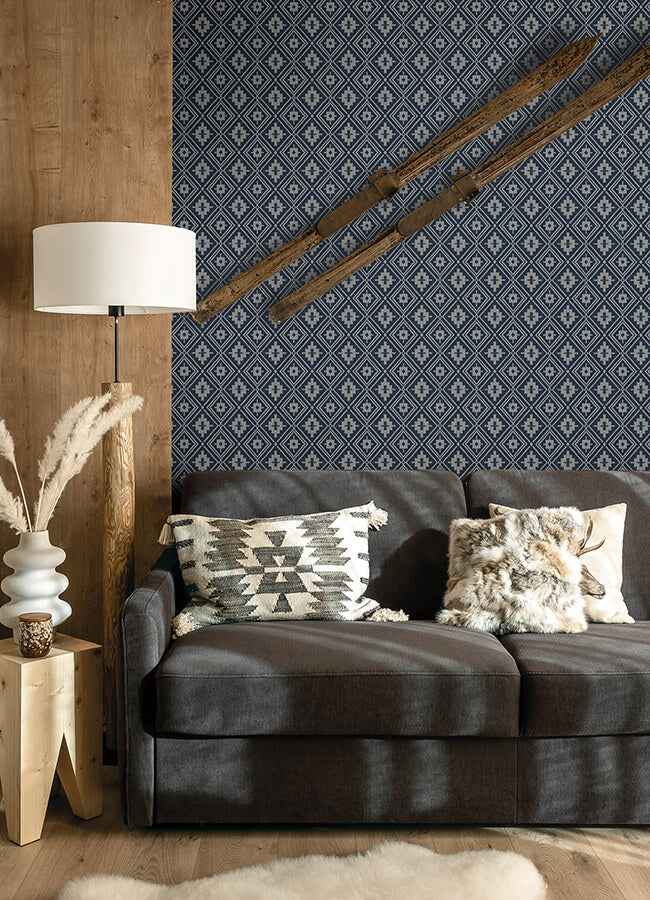 Camp Blanket Dark Blue Wallpaper - York Wallcoverings - 4142-72657 - York Wallcoverings Wallpaper