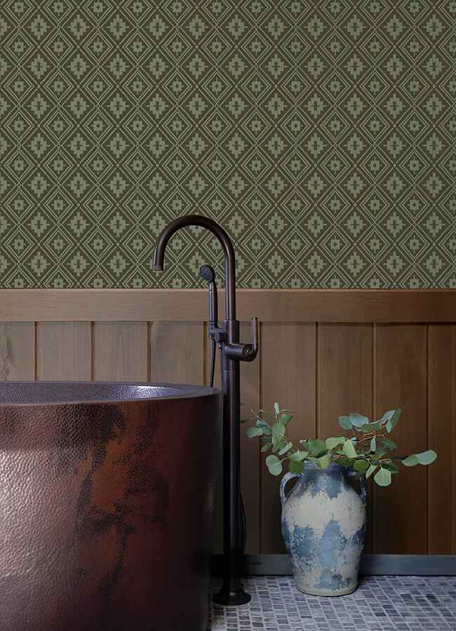 Camp Blanket Green Wallpaper - York Wallcoverings - 4142-72658 - York Wallcoverings Wallpaper