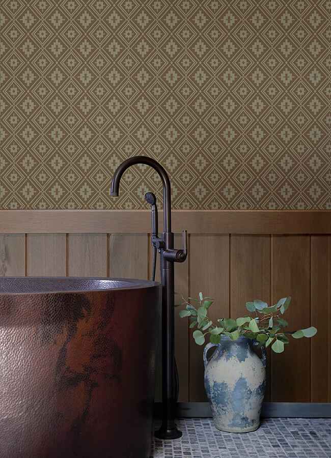 Camp Blanket Chestnut Wallpaper - York Wallcoverings - 4142-72660 - York Wallcoverings Wallpaper