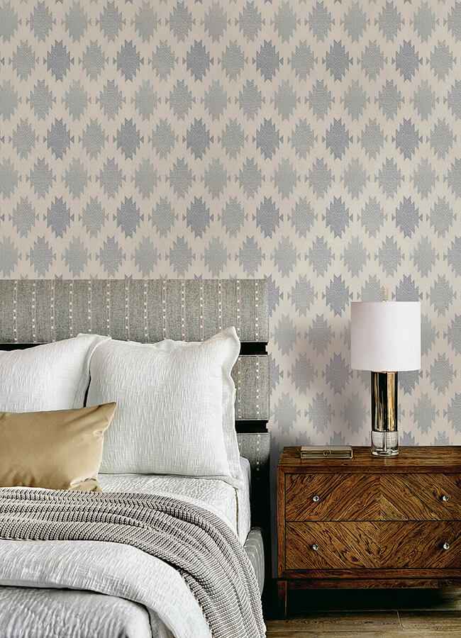 Stitched Heirloom Indigo Wallpaper - York Wallcoverings - 4142-72663 - York Wallcoverings Wallpaper