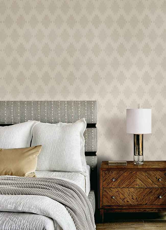 Stitched Heirloom White Wallpaper - York Wallcoverings - 4142-72664 - York Wallcoverings Wallpaper