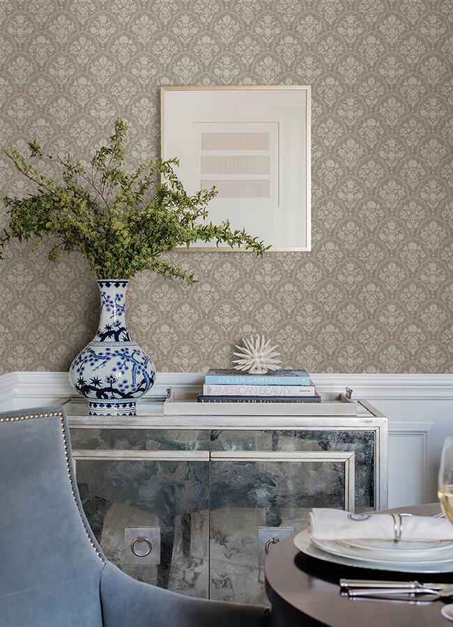 Frances Taupe Fishscale Wallpaper - York Wallcoverings - AST6352