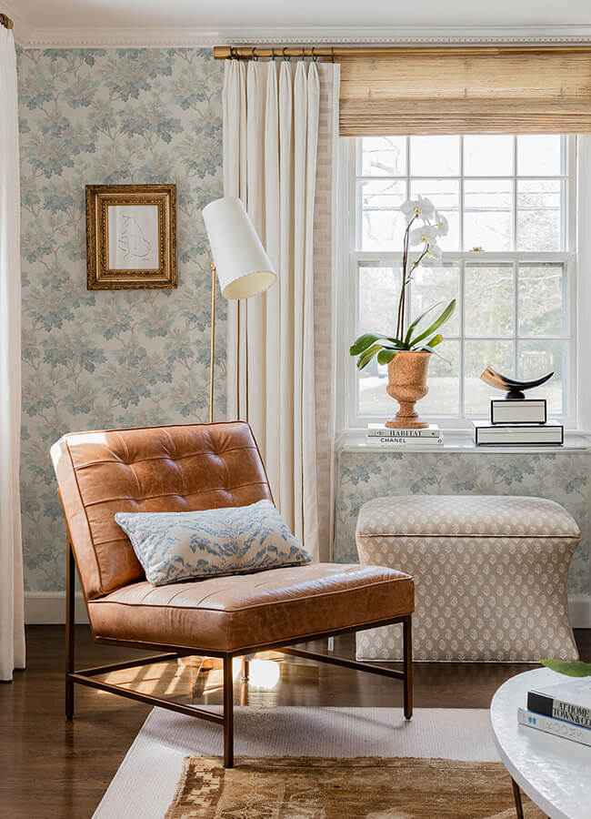 Oakcliff Blue Leaf Trail Wallpaper - York Wallcoverings - AST6354 - York Wallcoverings Wallpaper