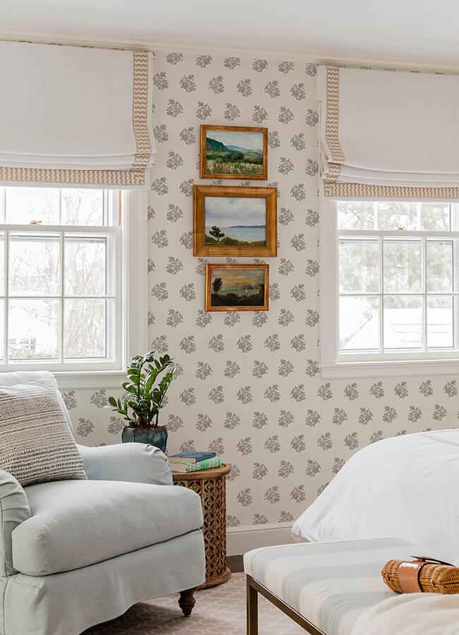 Overbrook Plum Bouquet Toss Wallpaper - York Wallcoverings - AST6358