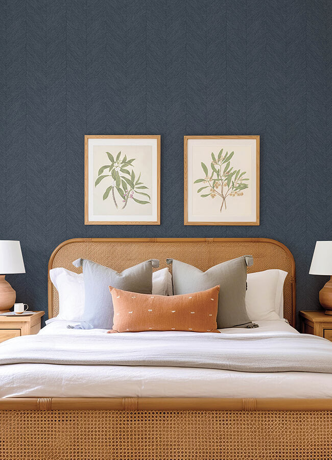 kallam-indigo-chevron-wallpaper-york-wallcoverings-4155-27323 - York Wallcoverings Wallpaper