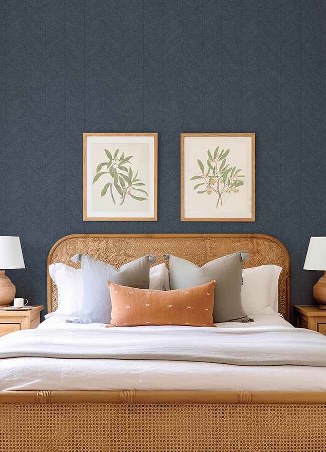 Kallam Indigo Chevron Wallpaper - York Wallcoverings - 4155-27323