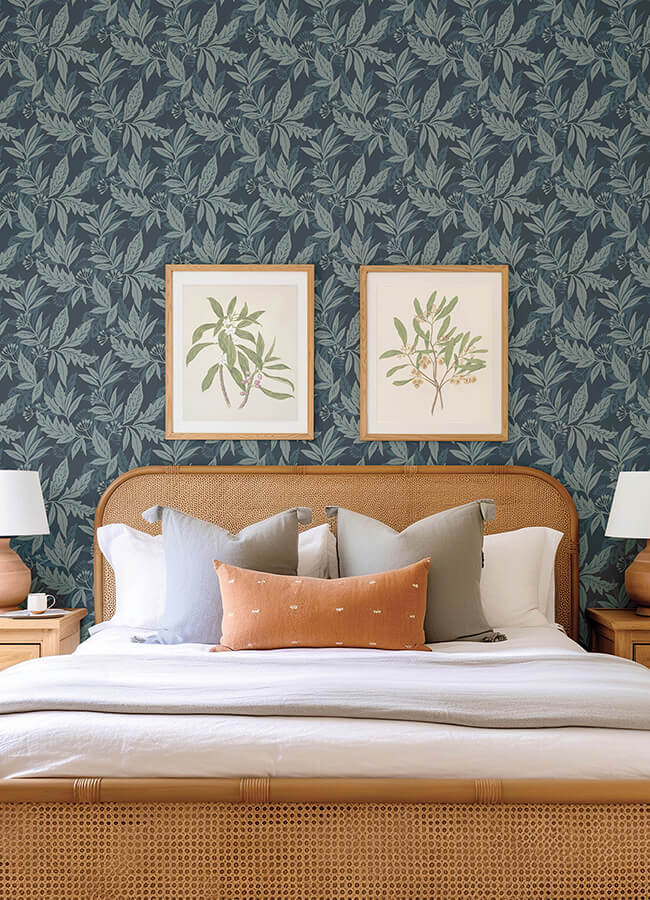 anita-teal-woodland-floral-wallpaper-york-wallcoverings-4155-27325 - York Wallcoverings Papel pintado