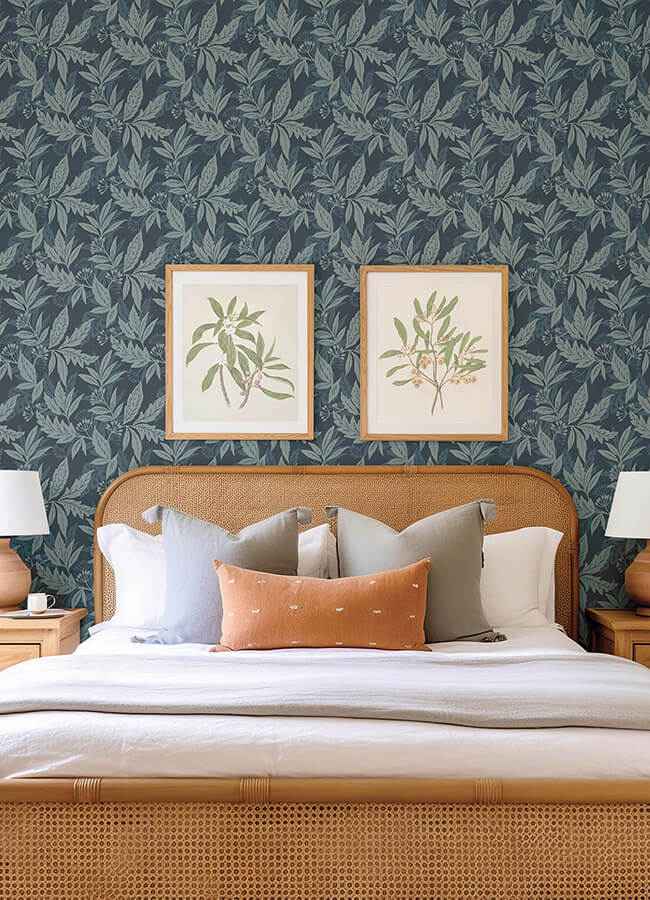 Anita Teal Woodland Floral Wallpaper - York Wallcoverings - 4155-27325 - York Wallcoverings Wallpaper