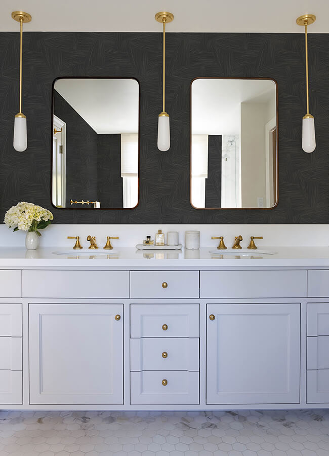 reid-black-woven-geometric-wallpaper-york-wallcoverings-4155-27330 - York Wallcoverings Wallpaper