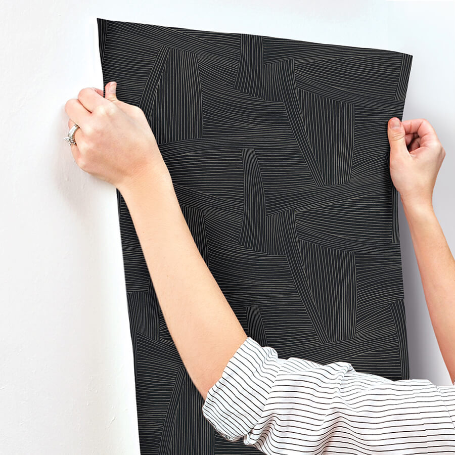 reid-black-woven-geometric-wallpaper-york-wallcoverings-4155-27330 - York Wallcoverings Papel pintado