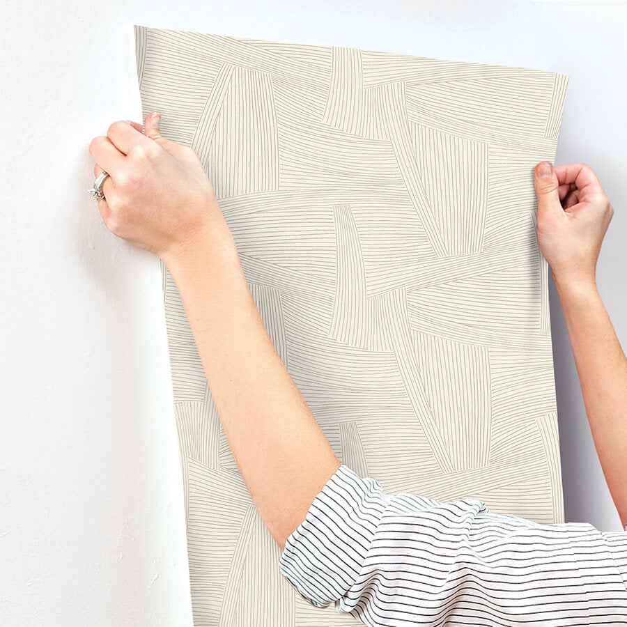 Reid Light Brown Woven Geometric Wallpaper - York Wallcoverings - 4155-27332 - York Wallcoverings Wallpaper