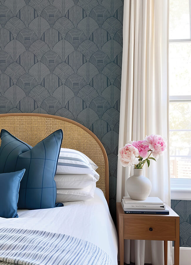 meyberg-blue-geometric-wallpaper-york-wallcoverings-4155-72807 - York Wallcoverings Wallpaper