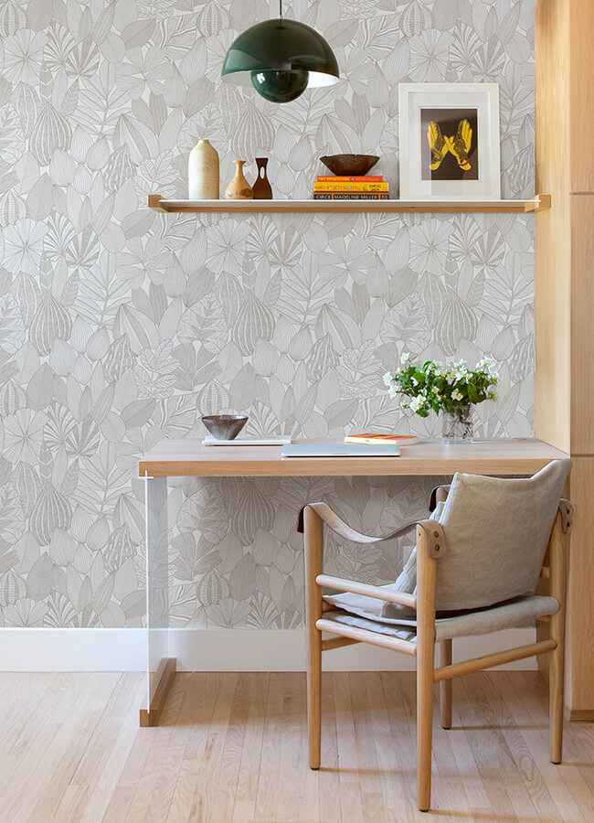 Mathias Grey Botanical Wallpaper - York Wallcoverings - 4155-72809