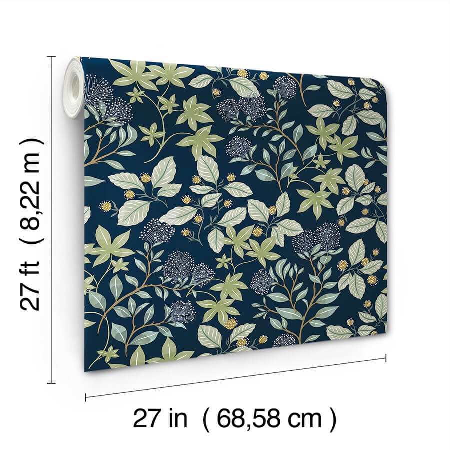 mildred-indigo-botanical-trail-wallpaper-york-wallcoverings-4155-72814 - York Wallcoverings Wallpaper