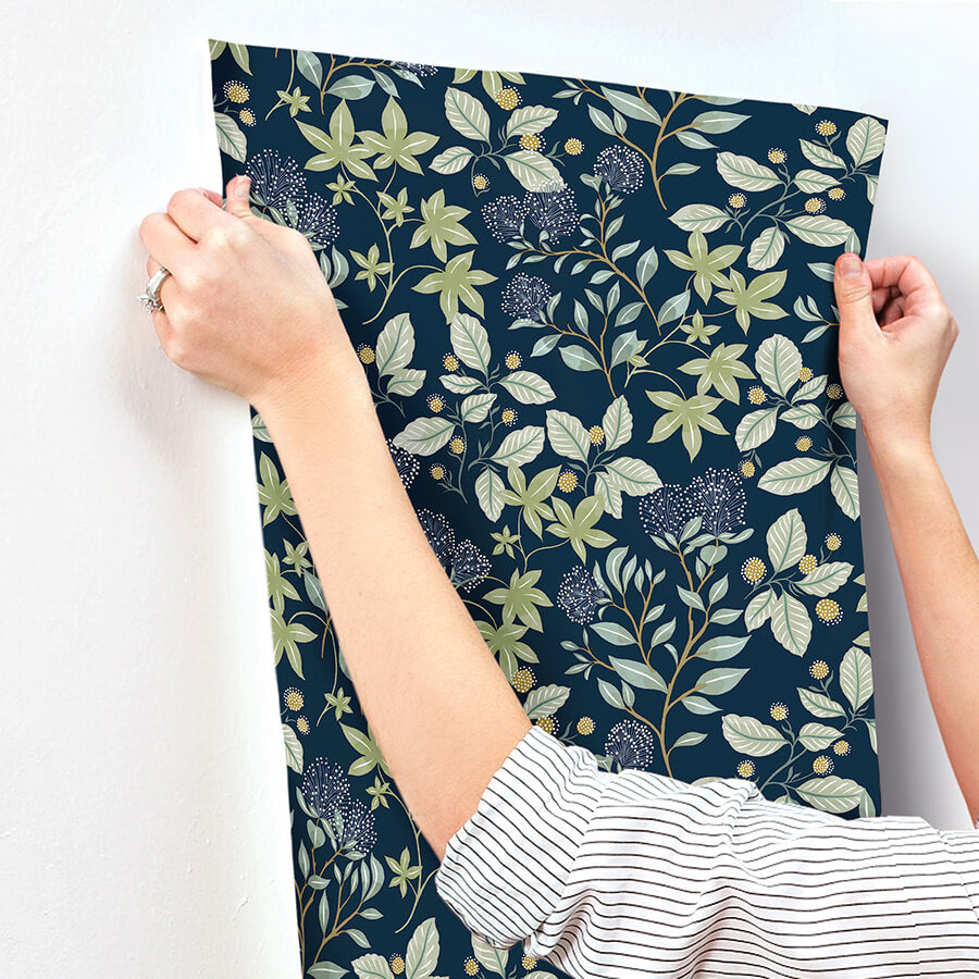 mildred-indigo-botanical-trail-wallpaper-york-wallcoverings-4155-72814 - York Wallcoverings Wallpaper