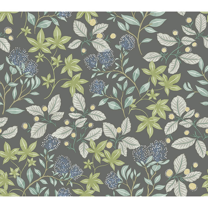 mildred-charcoal-botanical-trail-wallpaper-york-wallcoverings-4155-72815 - York Wallcoverings Wallpaper