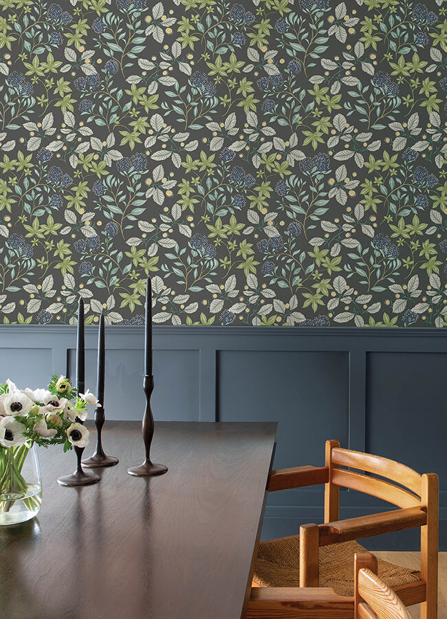 mildred-charcoal-botanical-trail-wallpaper-york-wallcoverings-4155-72815 - York Wallcoverings Wallpaper
