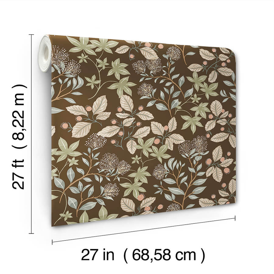 mildred-espresso-botanical-trail-wallpaper-york-wallcoverings-4155-72816 - York Wallcoverings Wallpaper