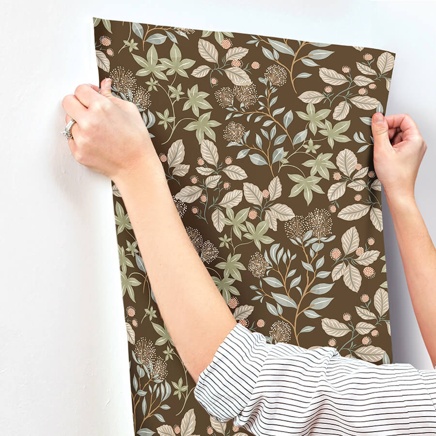 mildred-espresso-botanical-trail-wallpaper-york-wallcoverings-4155-72816 - York Wallcoverings Wallpaper