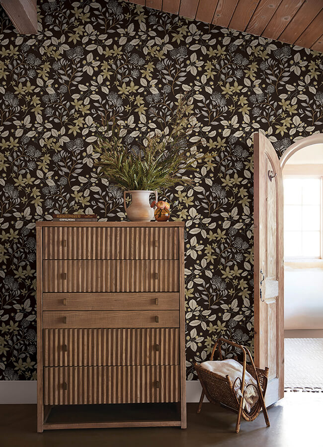 mildred-black-botanical-trail-wallpaper-york-wallcoverings-4155-72817 - York Wallcoverings Wallpaper