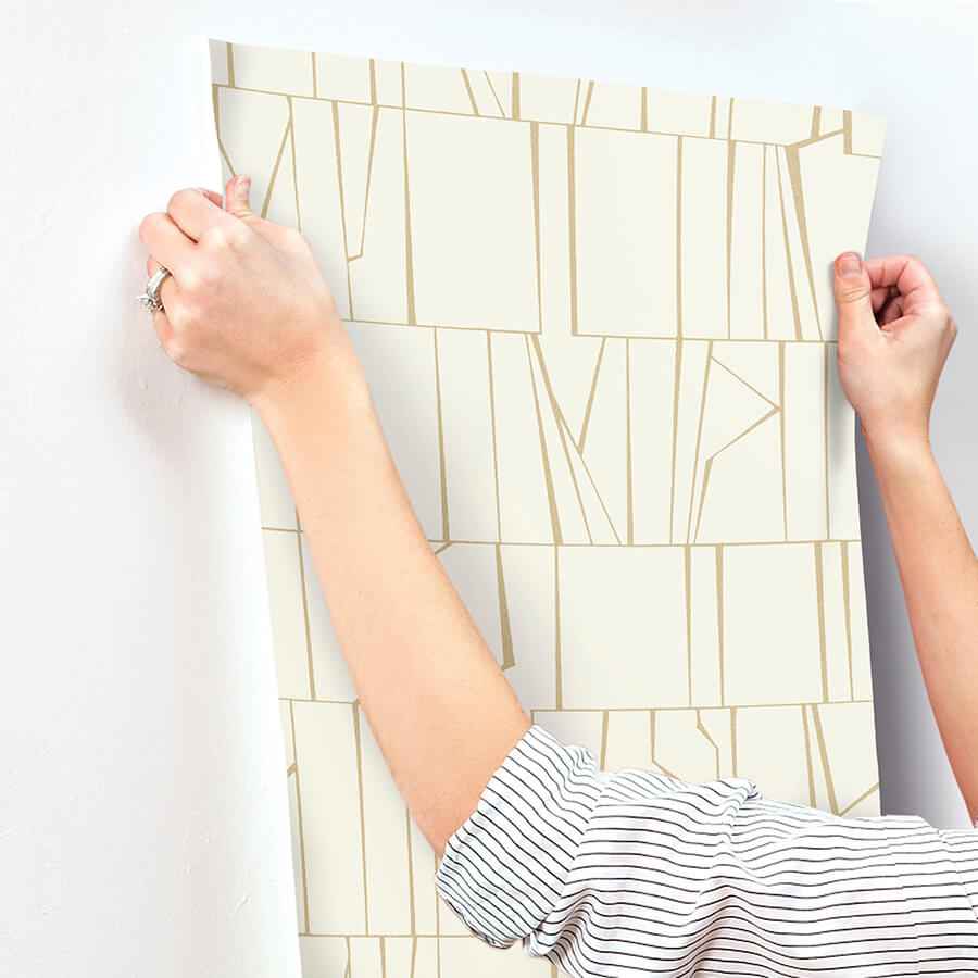 Huntington Gold Geometric Stripe Wallpaper - York Wallcoverings - 4155-72818 - York Wallcoverings Wallpaper