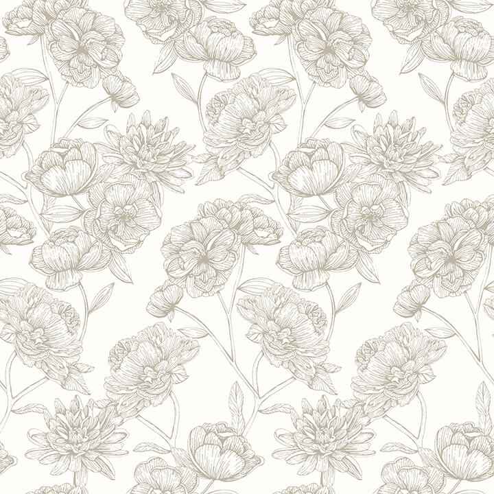 Gilded Floral Cream Peel and Stick Wallpaper - York Wallcoverings - NUS6366 - York Wallcoverings Wallpaper