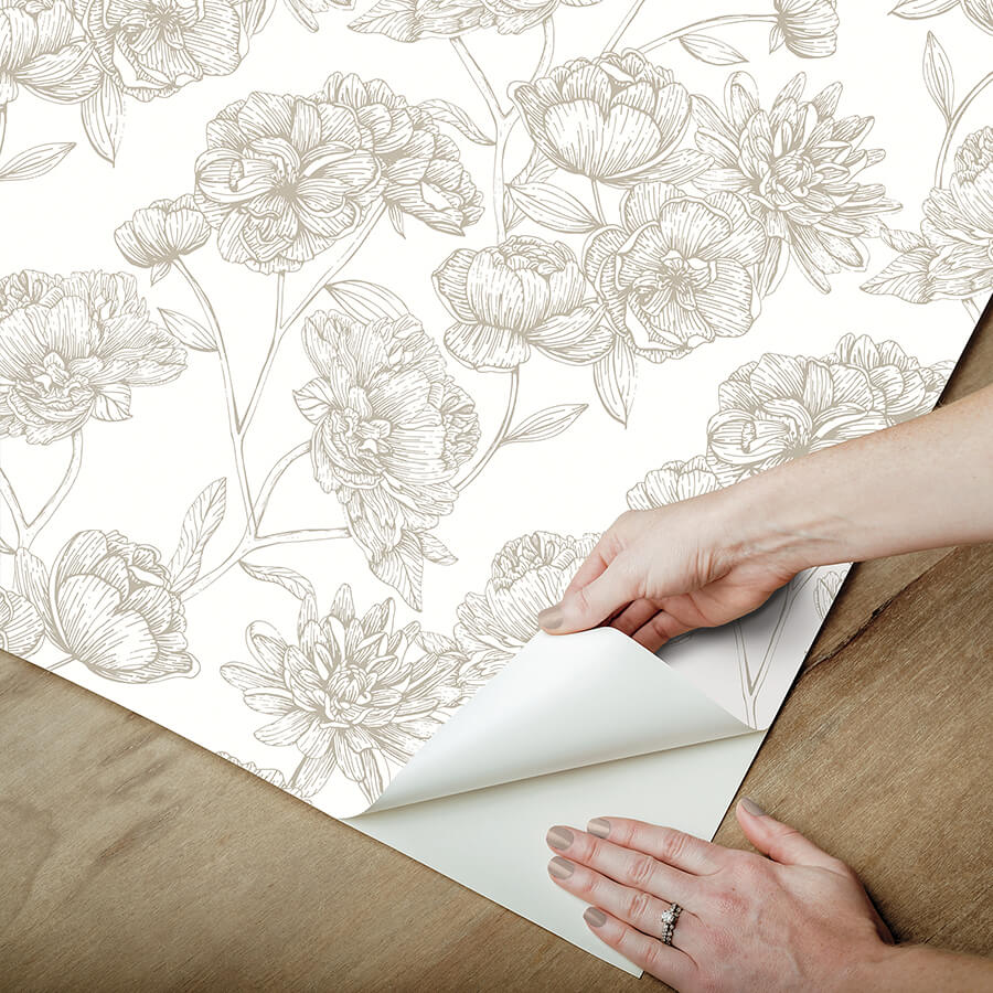 gilded-floral-cream-peel-and-stick-wallpaper-york-wallcoverings-nus6366 - York Wallcoverings Wallpaper